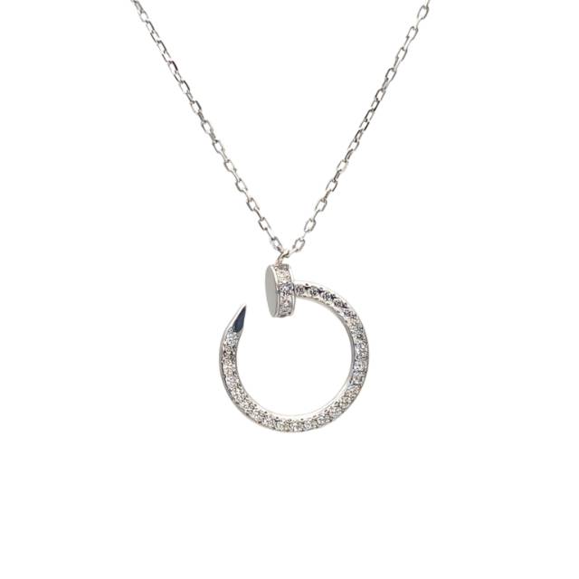 CARTIER JUSTE UN CLOU Necklace 18K White Gold with Full Pavé Diamonds