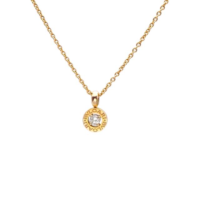 BVLGARI Pendant Necklace 18K Pink Gold with Single Diamond