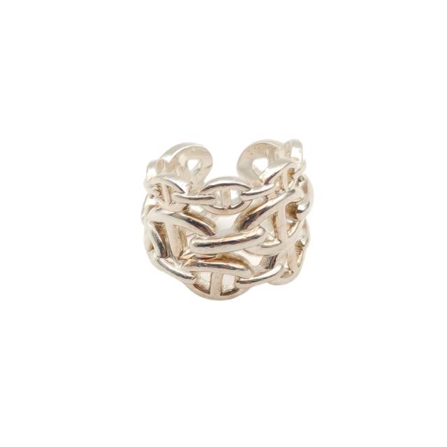 HERMES O Maillon Triple Loop Ring AG925 Silver