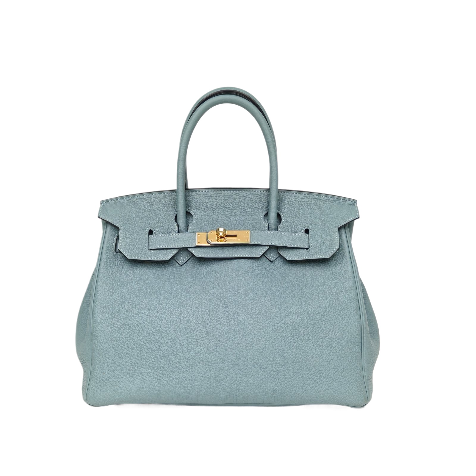 HERMES Birkin 30 Bleu Lagon Togo Leather