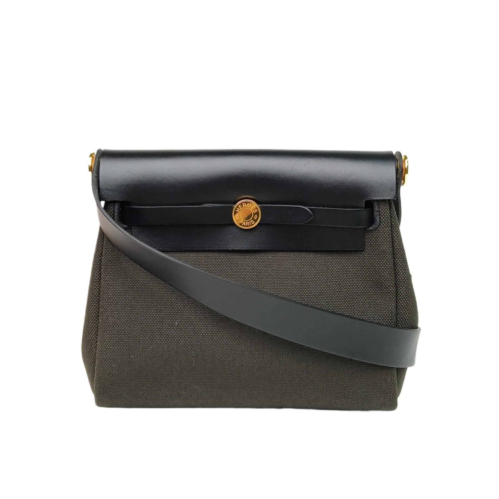 HERMES Herbag Zip 20 Canvas Hunter Leather