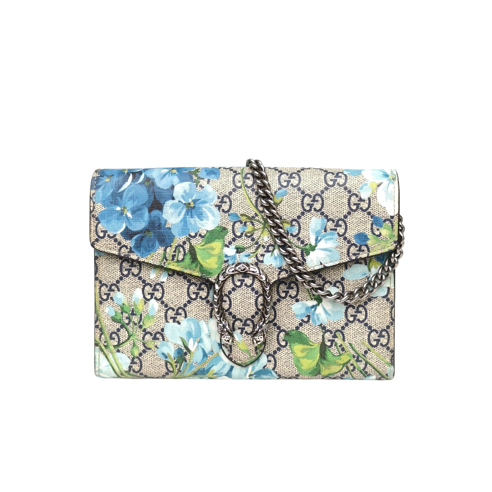Gucci Dionysus WOC Blue Blooms Print PVC Silver Hardware