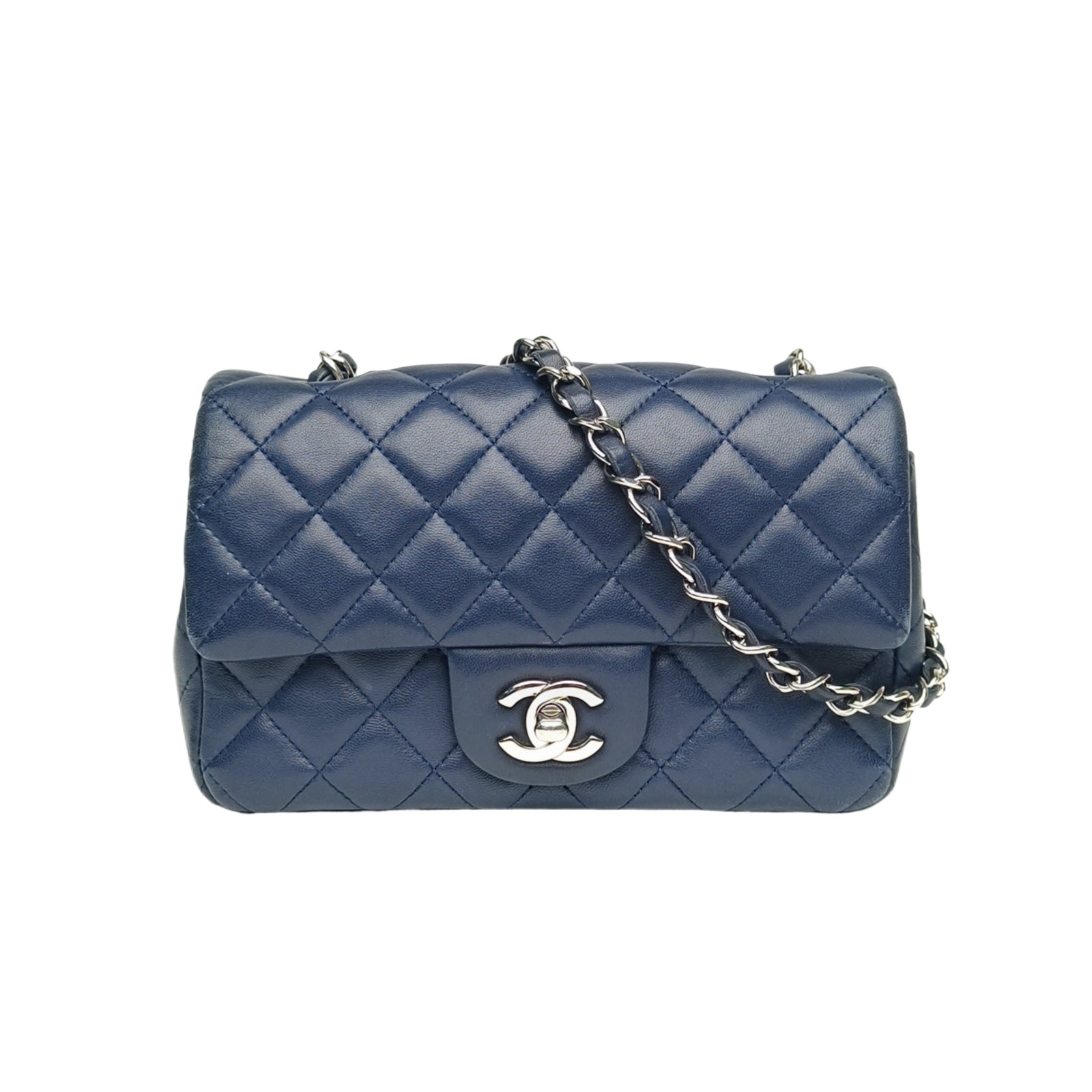 Chanel Classic Flap Large Mini 20 Blue Caviar Silver Hardware