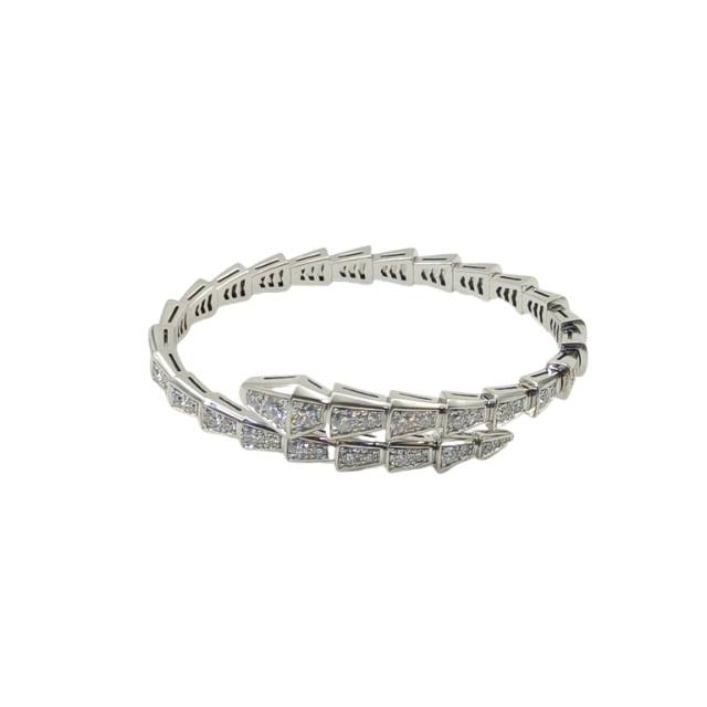 BVLGARI Serpenti Bracelet 18K White Gold with Full Pavé Diamonds