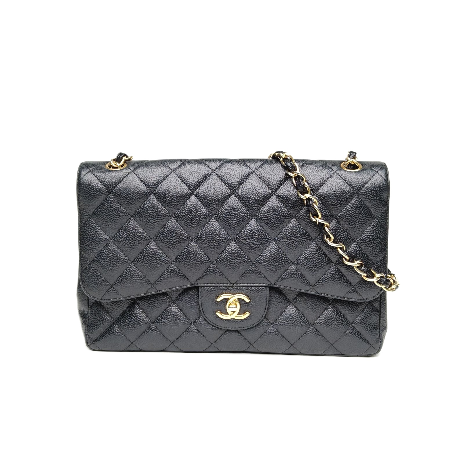 Chanel Classic Flap Jumbo 30 Black Caviar Leather