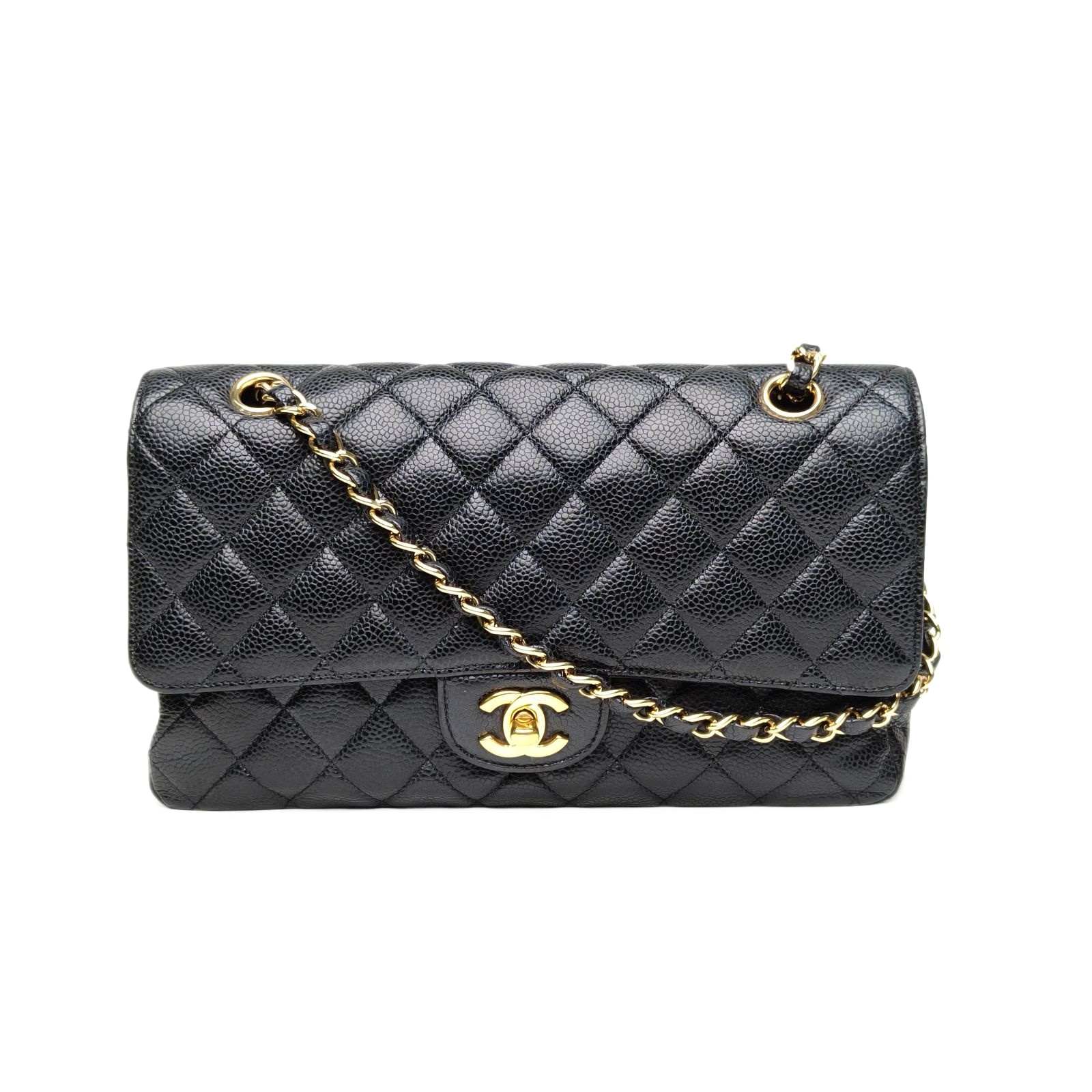 Chanel CF Flap Bag Medium 25.5cm Black Leather
