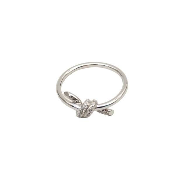 TIFFANY & CO. Knot Ring Platinum with Half Pavé Diamonds