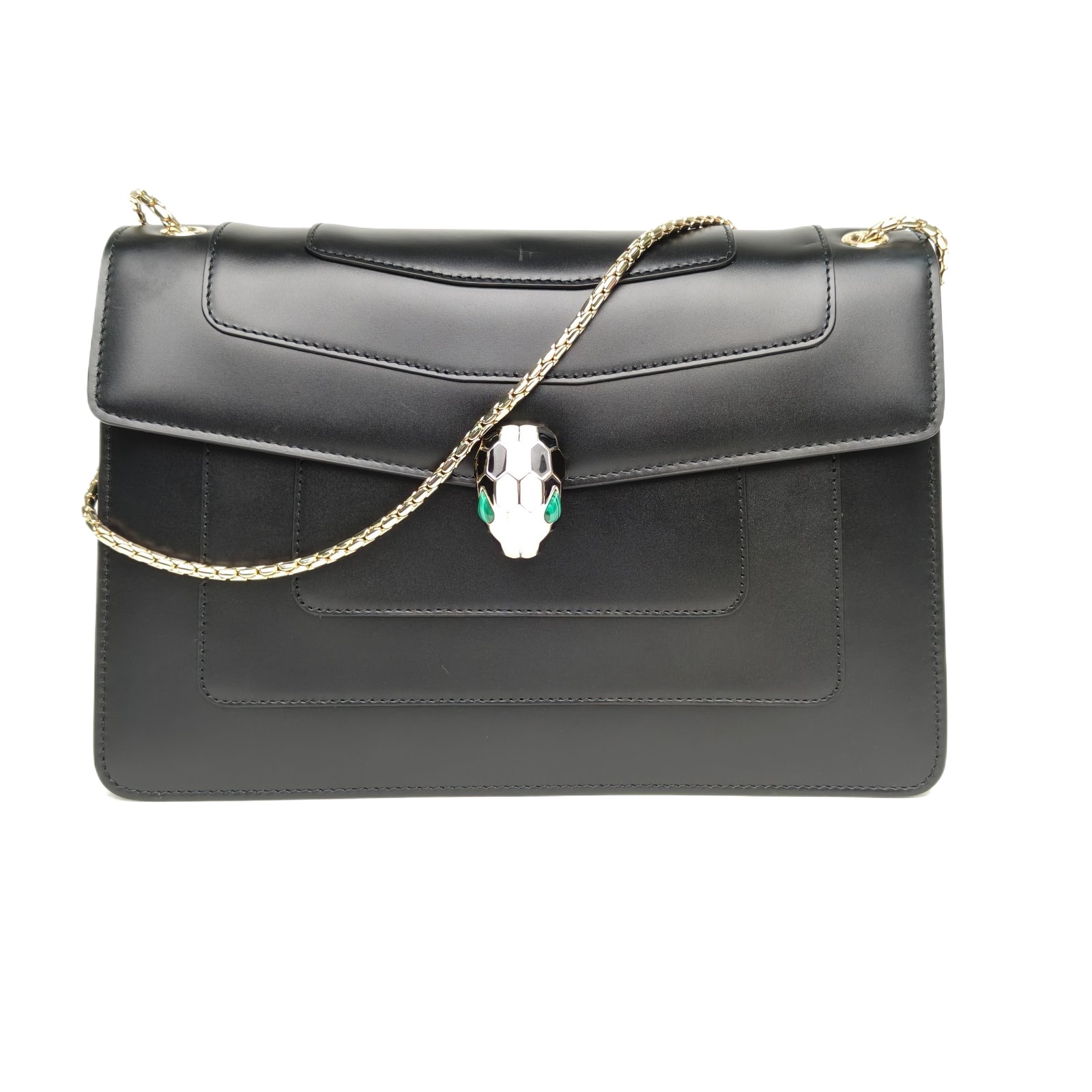 Bulgari Serpenti Forever Horizontal Bag Black Leather
