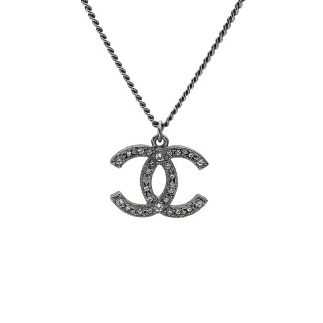 CHANEL CC Logo Necklace Alloy with Crystals