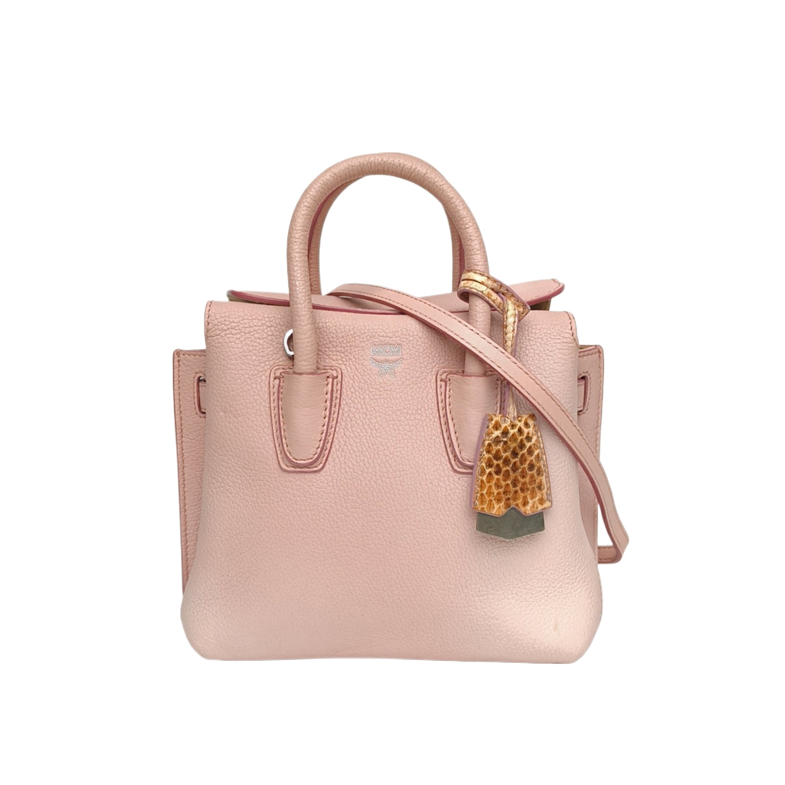 MCM Pink Leather Mini Tote Bag