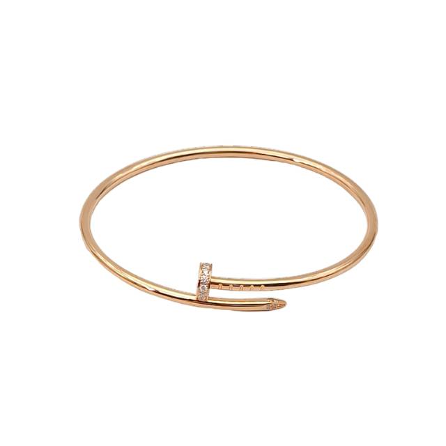 CARTIER JUSTE UN CLOU Nail Bracelet 18K Pink Gold with 20 Diamonds