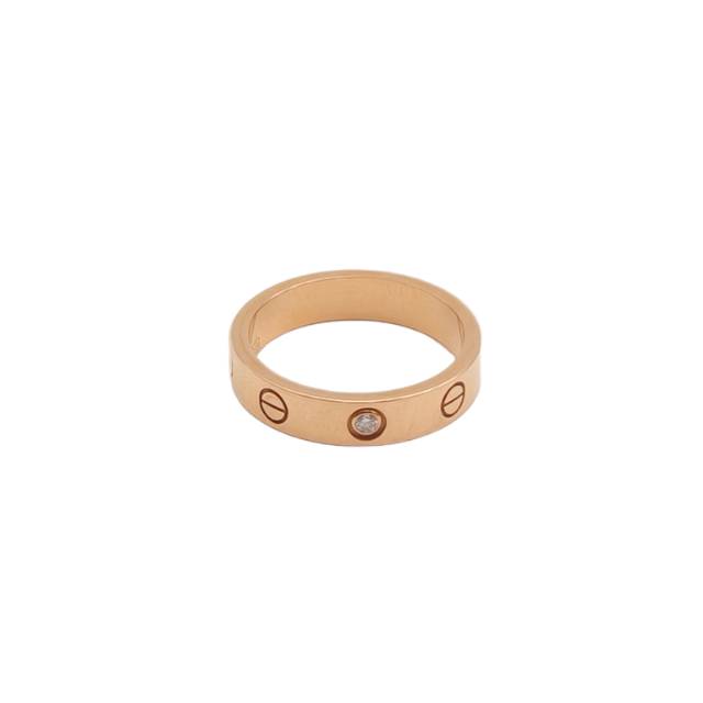 CARTIER LOVE Narrow Band Ring 18K Pink Gold with Diamond