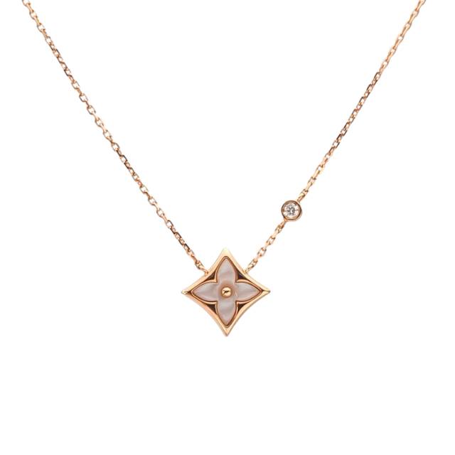 LOUIS VUITTON Color Blossom BB Star Necklace 18K Pink Gold with Diamond & Pink MOP
