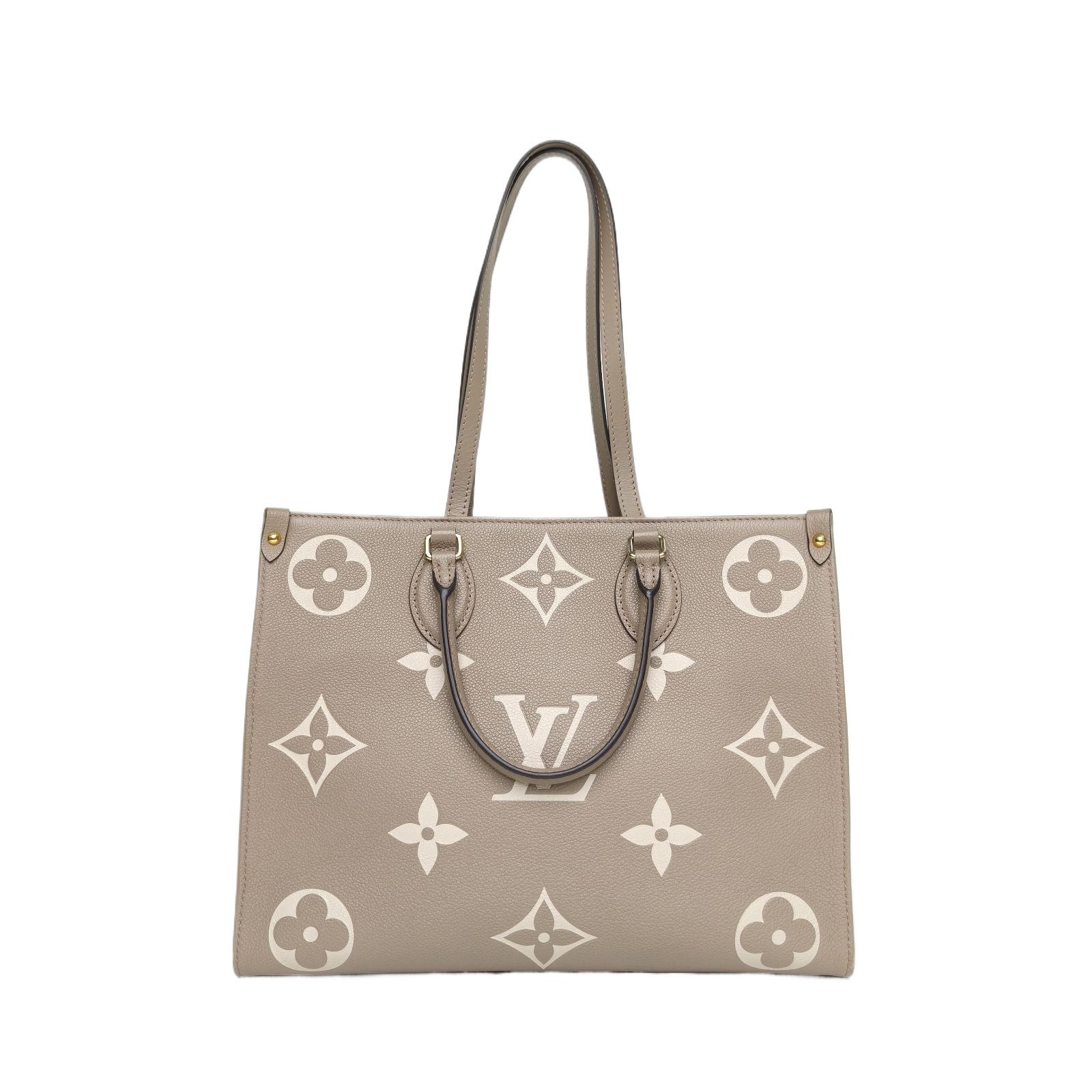 Louis Vuitton Onthego MM Tote Bag Elephant Grey Monogram Coated Canvas