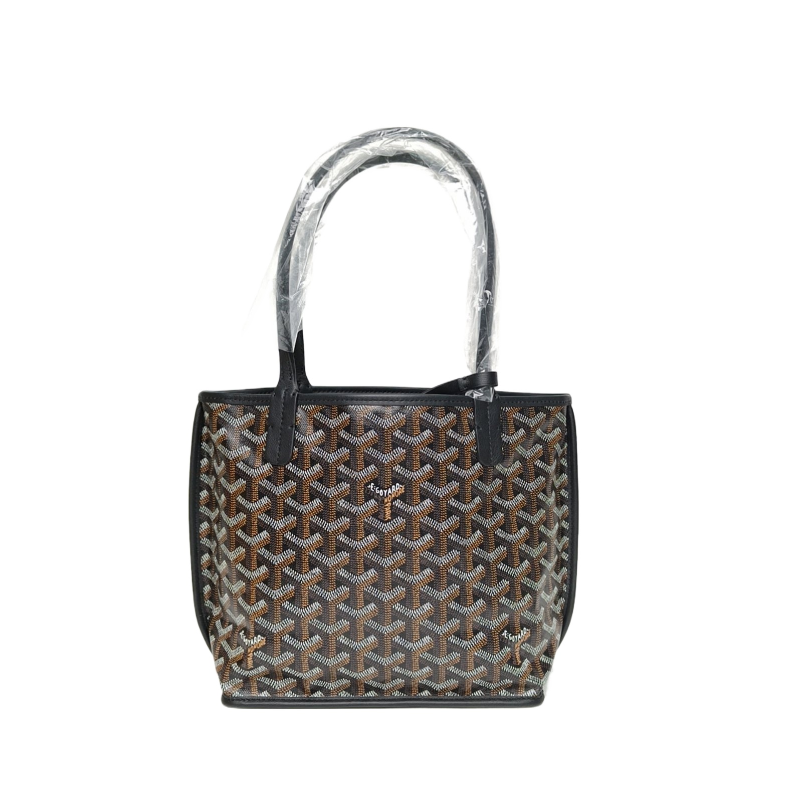 Goyard Anjou Mini Reversible Tote Black Leather PVC Silver Hardware