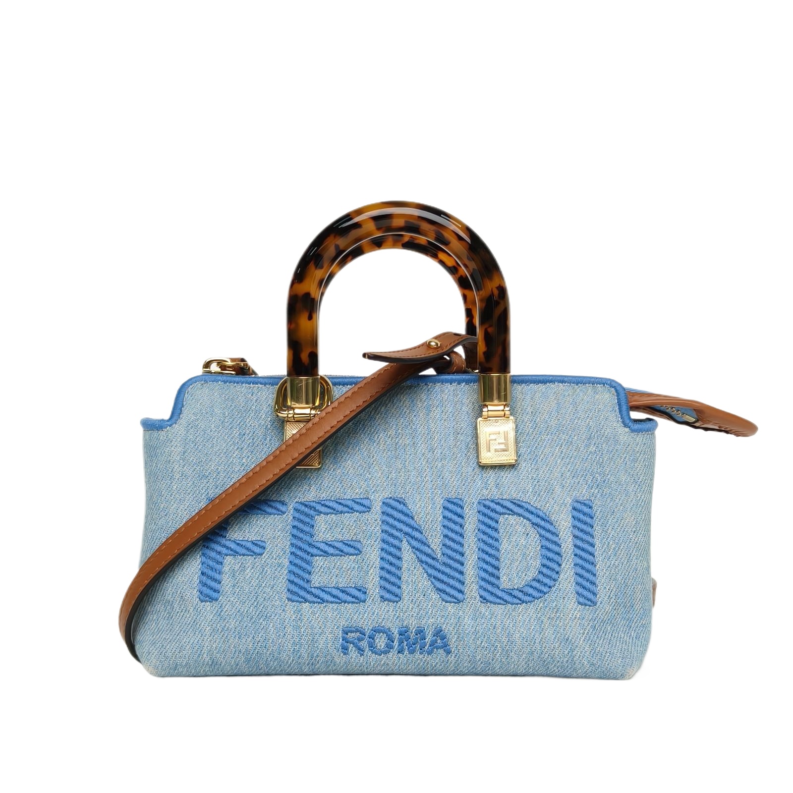Fendi BY THE WAY MINI Denim Blue Denim Gold Hardware
