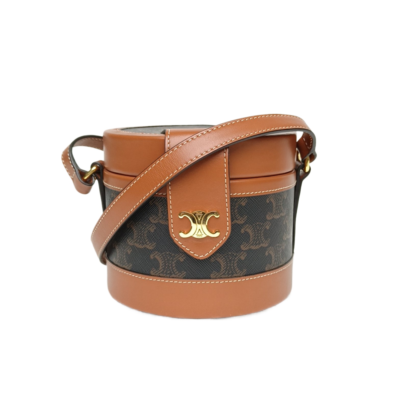 Celine Tambour Small Triomphe Caramel PVC