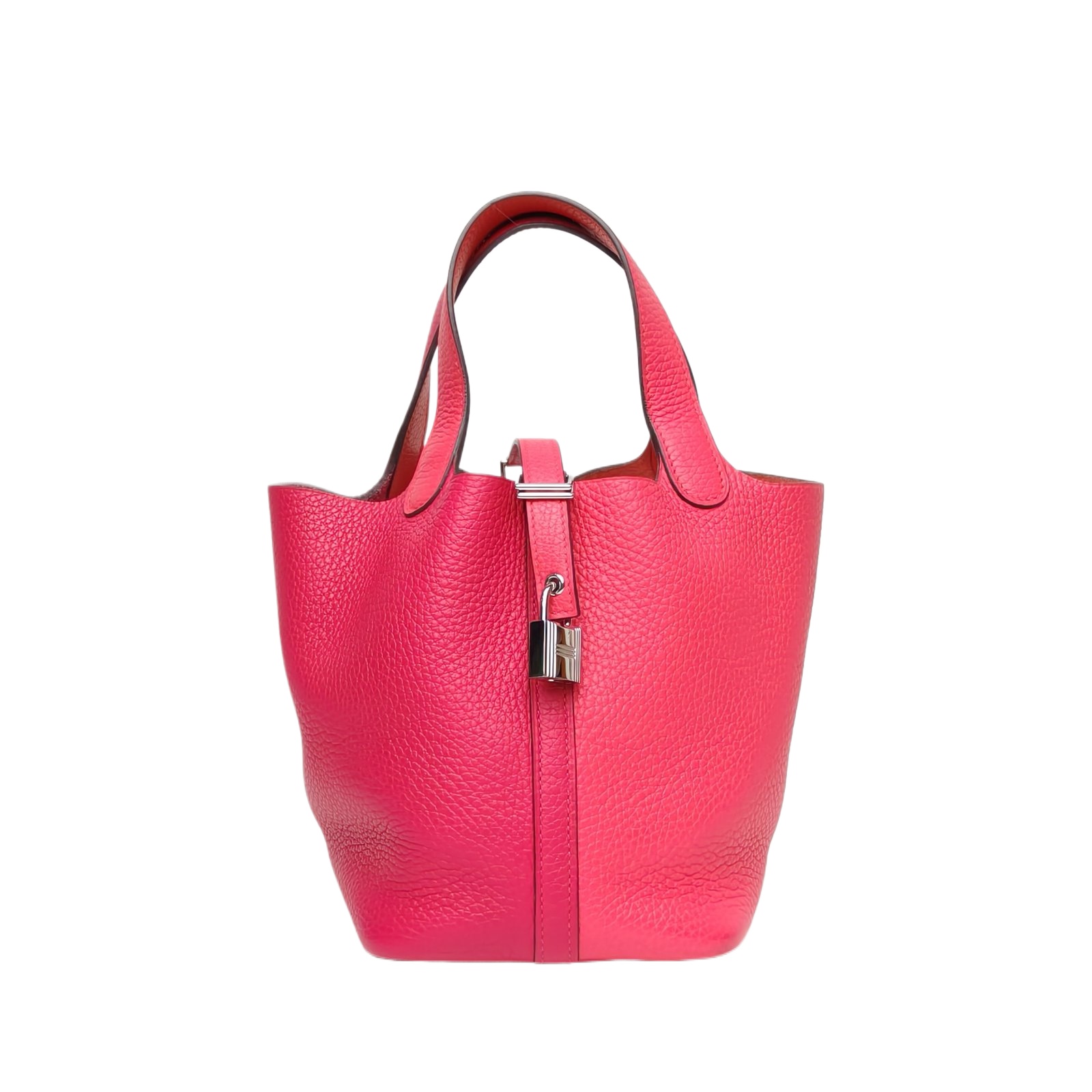 HERMES Picotin 18 I6 Etain & S3 Coeur Rouge & 0D Rose Mexique Taurillon Clemence Leather Z Stamp Silver Hardware