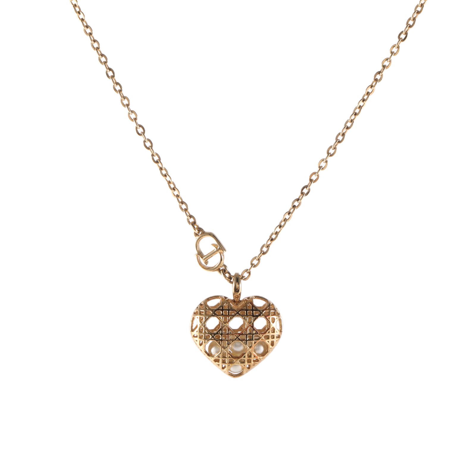 Dior Secret Cannage Heart Charm gold necklace