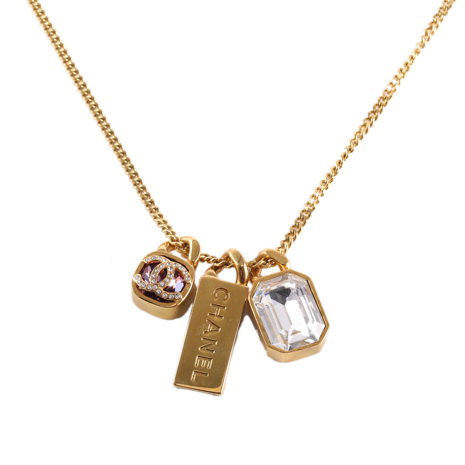 Chanel Coco Mark Metal Strass Rhinestone necklace