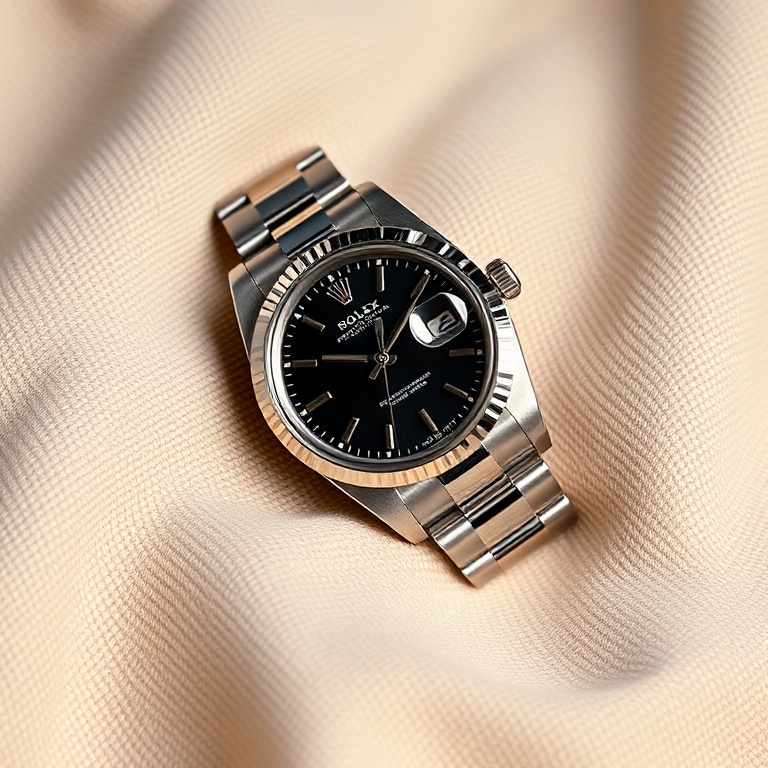 Classic vintage Rolex Datejust watch showcasing the iconic cyclops lens.
