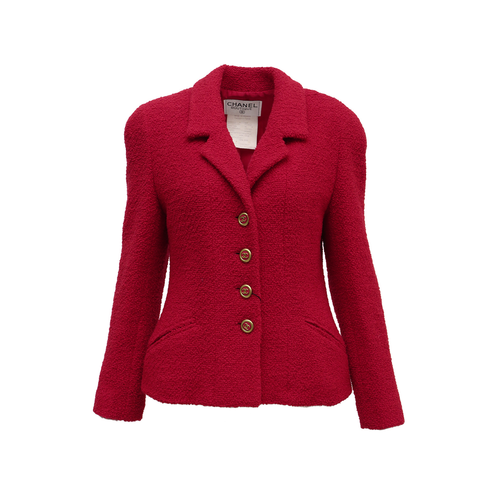 CHANEL Vintage Red Wool and Silk Blend Jacket