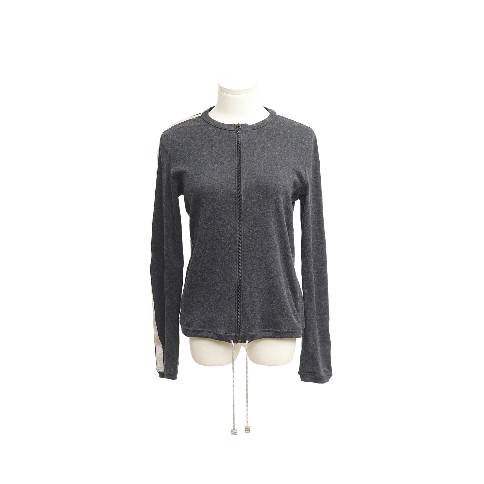 CHANEL Vintage Gray Cotton Zip-Up Jacket