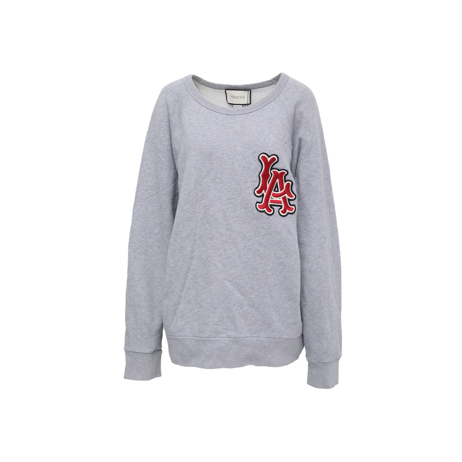 GUCCI Gray Cotton LA Embroidered Sweatshirt