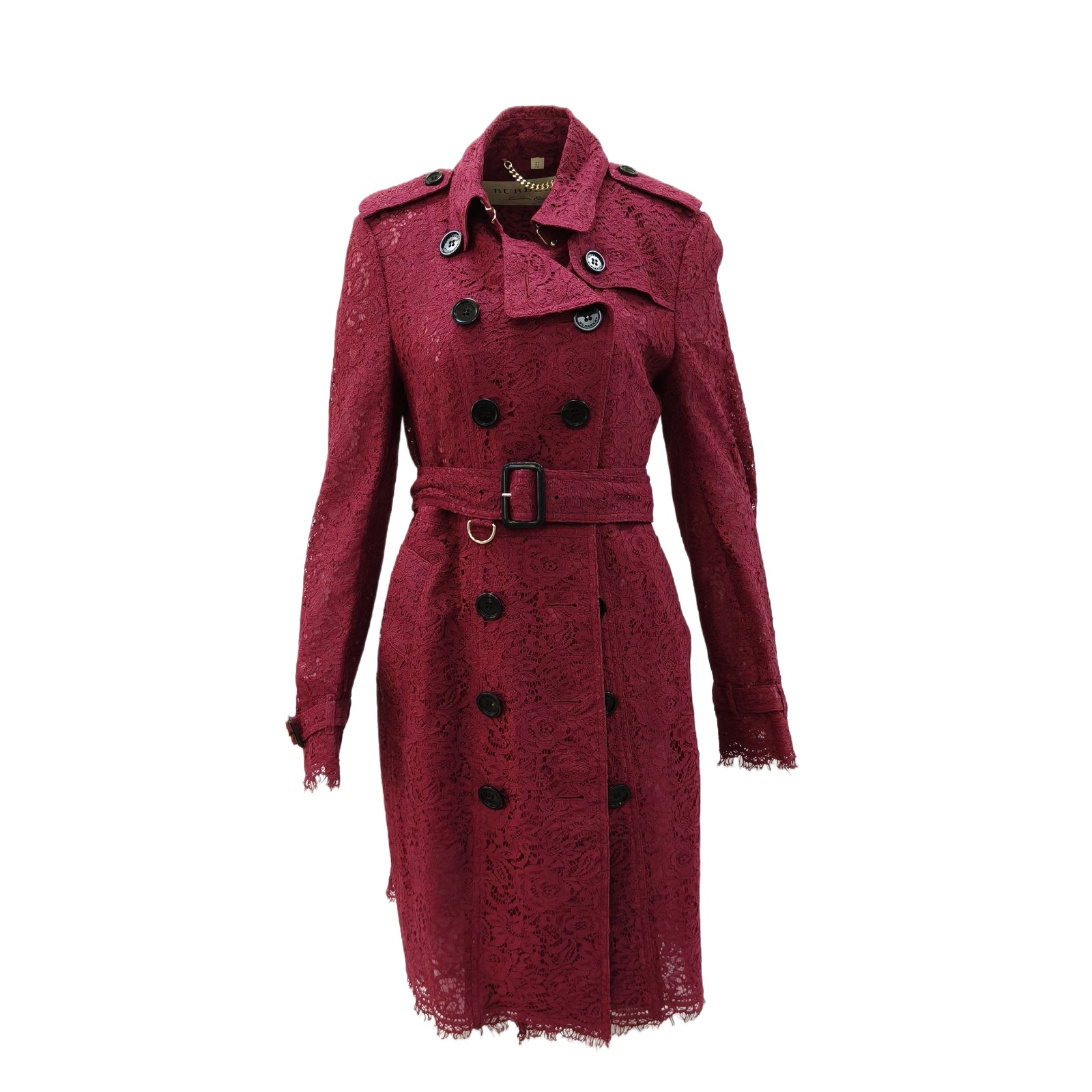 BURBERRY Purple Cotton Silk Viscose Long Lace Coat