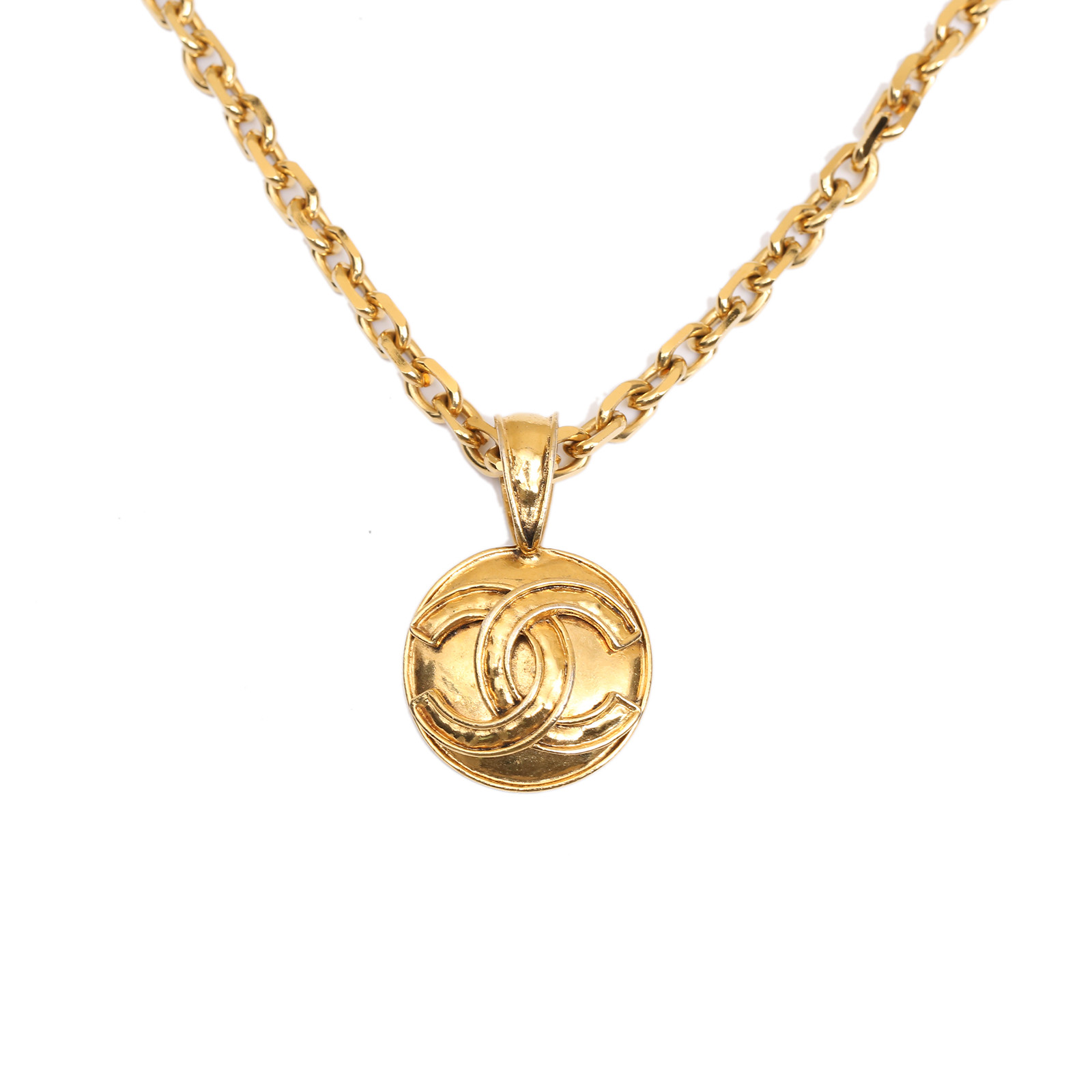 CHANEL Vintage Logo Pendant Necklace