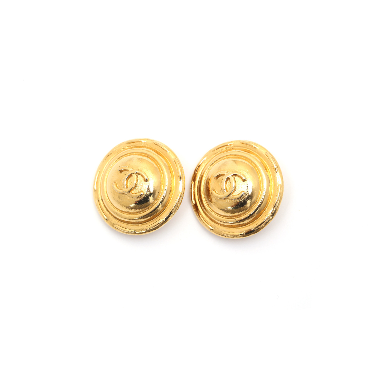 CHANEL Vintage Flying Saucer Ear Clips