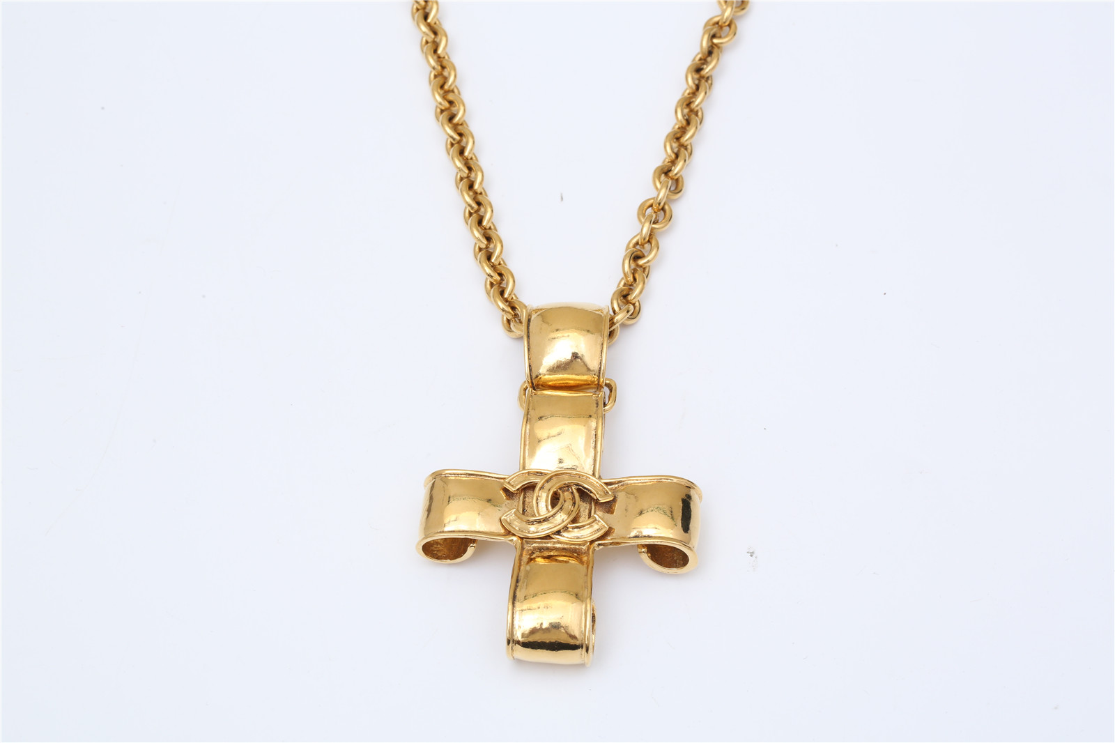 CHANEL Vintage Cross Pendant Necklace