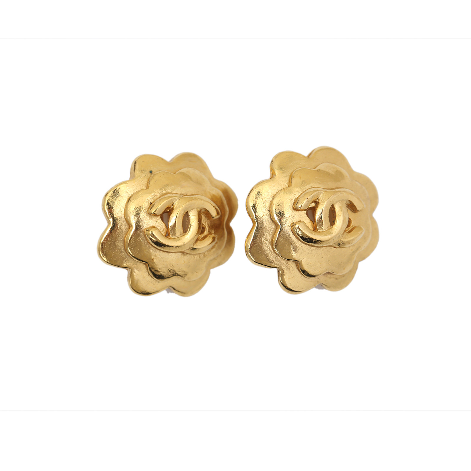 CHANEL Vintage Flower Ear Clips