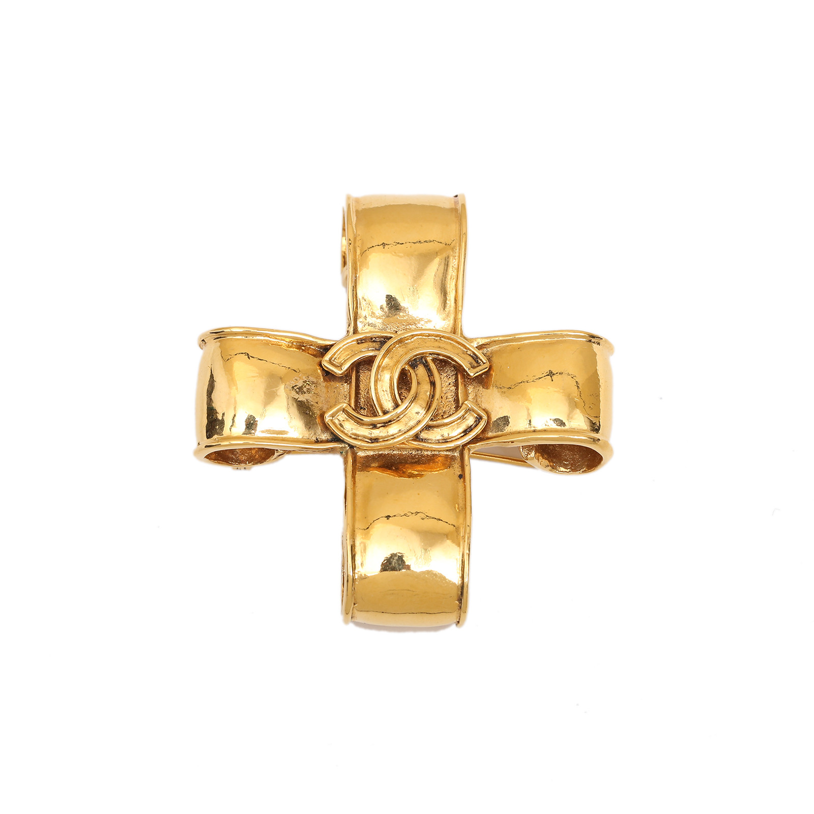 CHANEL Vintage Cross CC Brooch