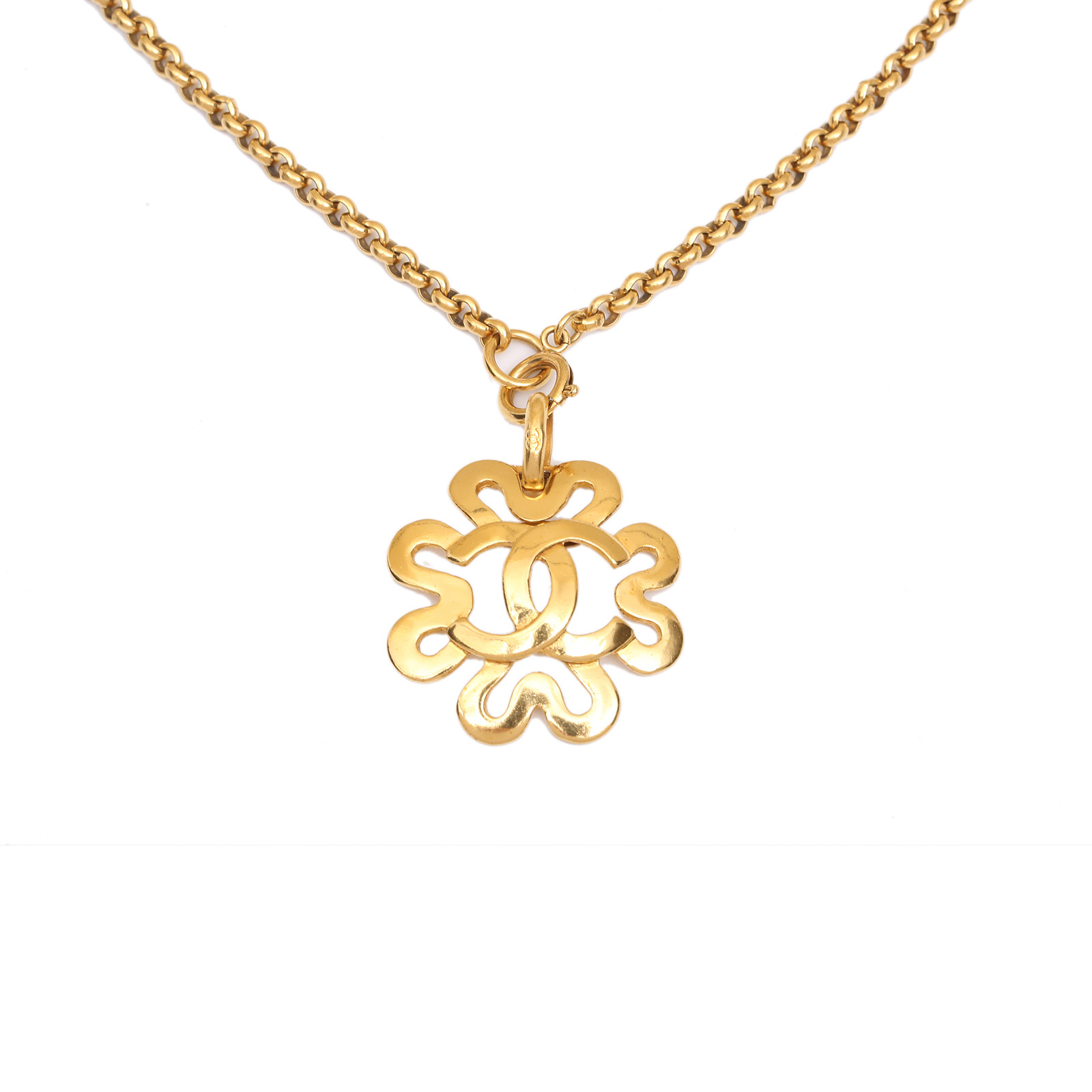 CHANEL Vintage Openwork CC Pendant Necklace