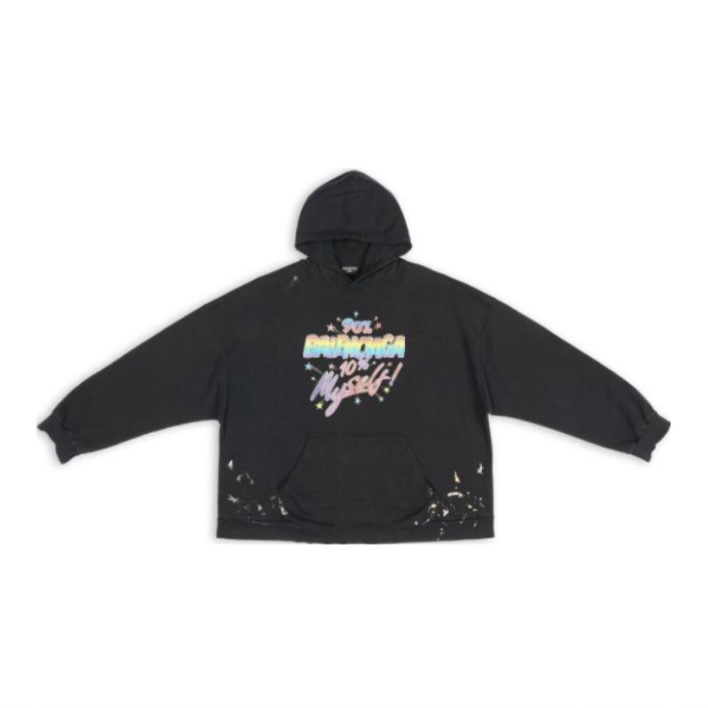 BALENCIAGA Black Cotton Graffiti Hoodie