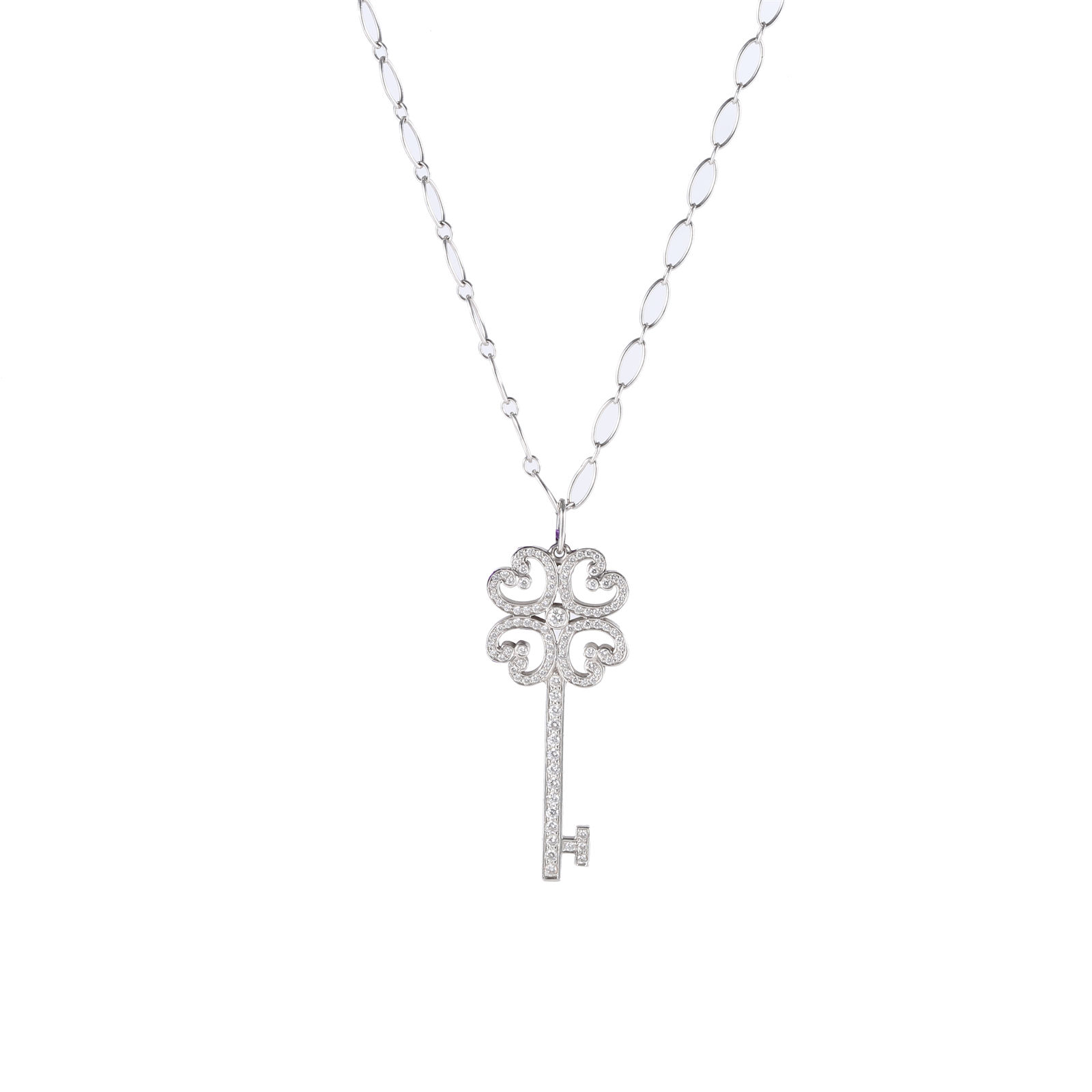 TIFFANY & CO. Diamond Key Pendant Necklace