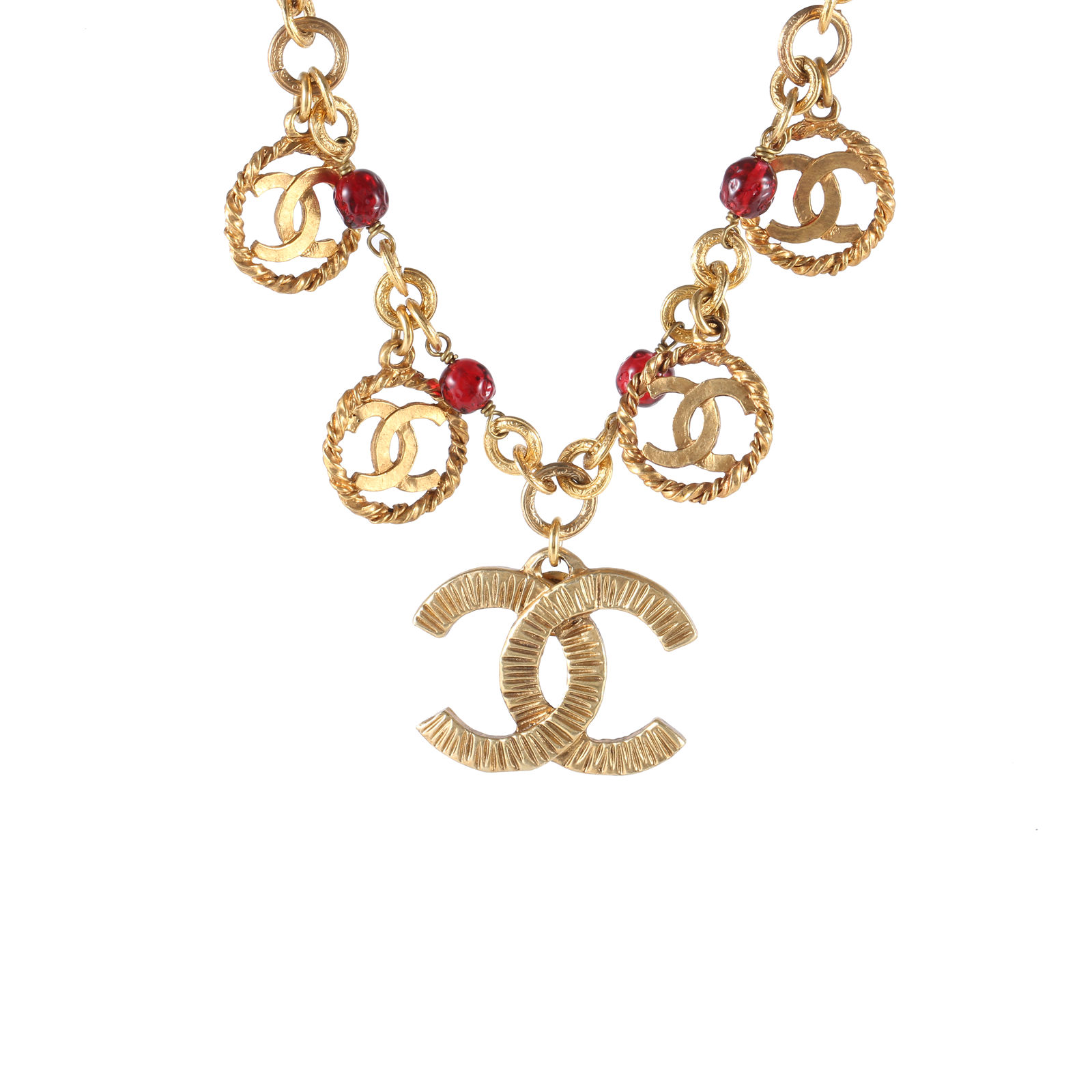CHANEL Vintage Large Logo Necklace