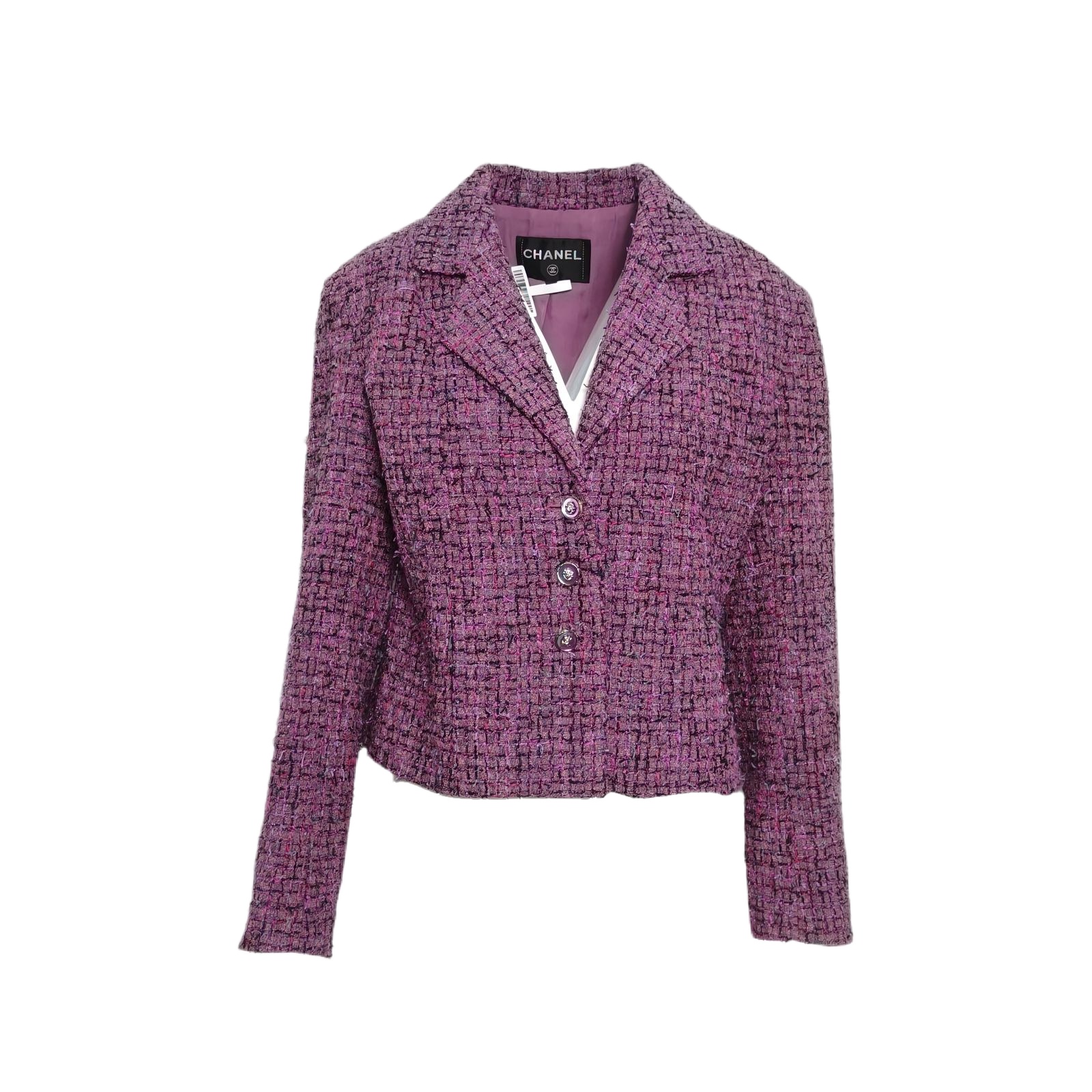 CHANEL Purple Cotton, Nylon and Spandex Tweed Jacket