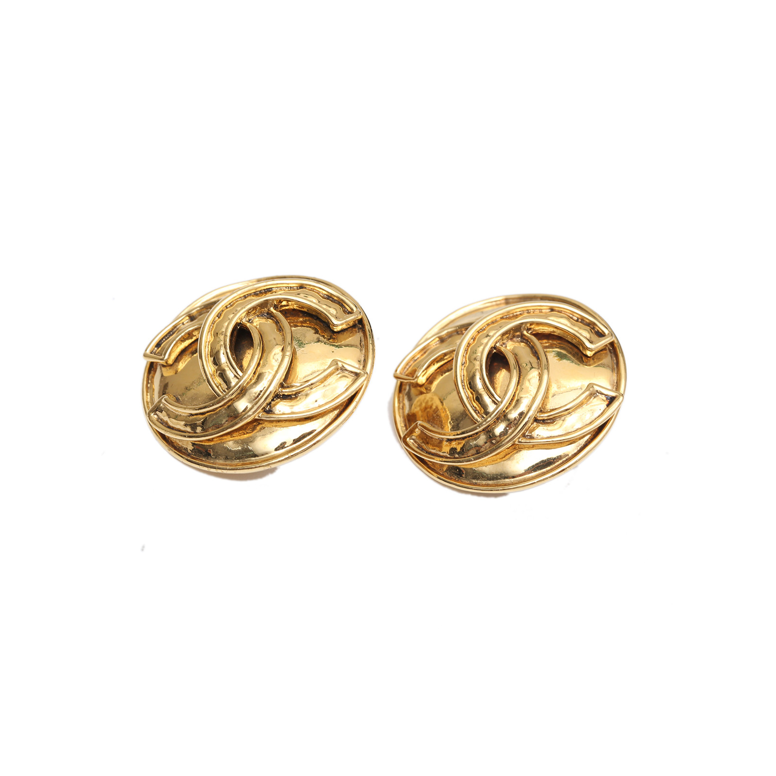 CHANEL Vintage Quilted CC Earrings