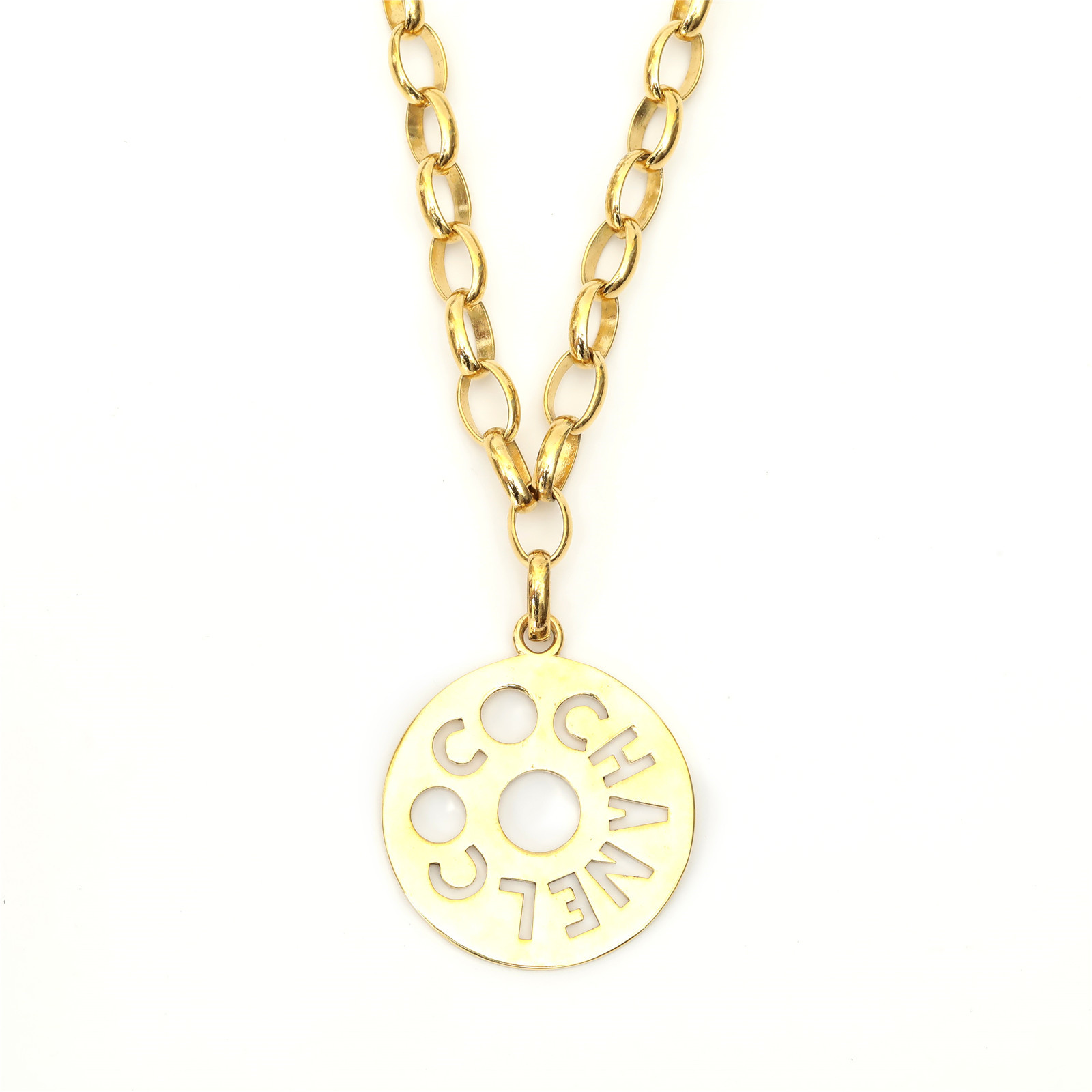 CHANEL Vintage Letter Cutout Necklace