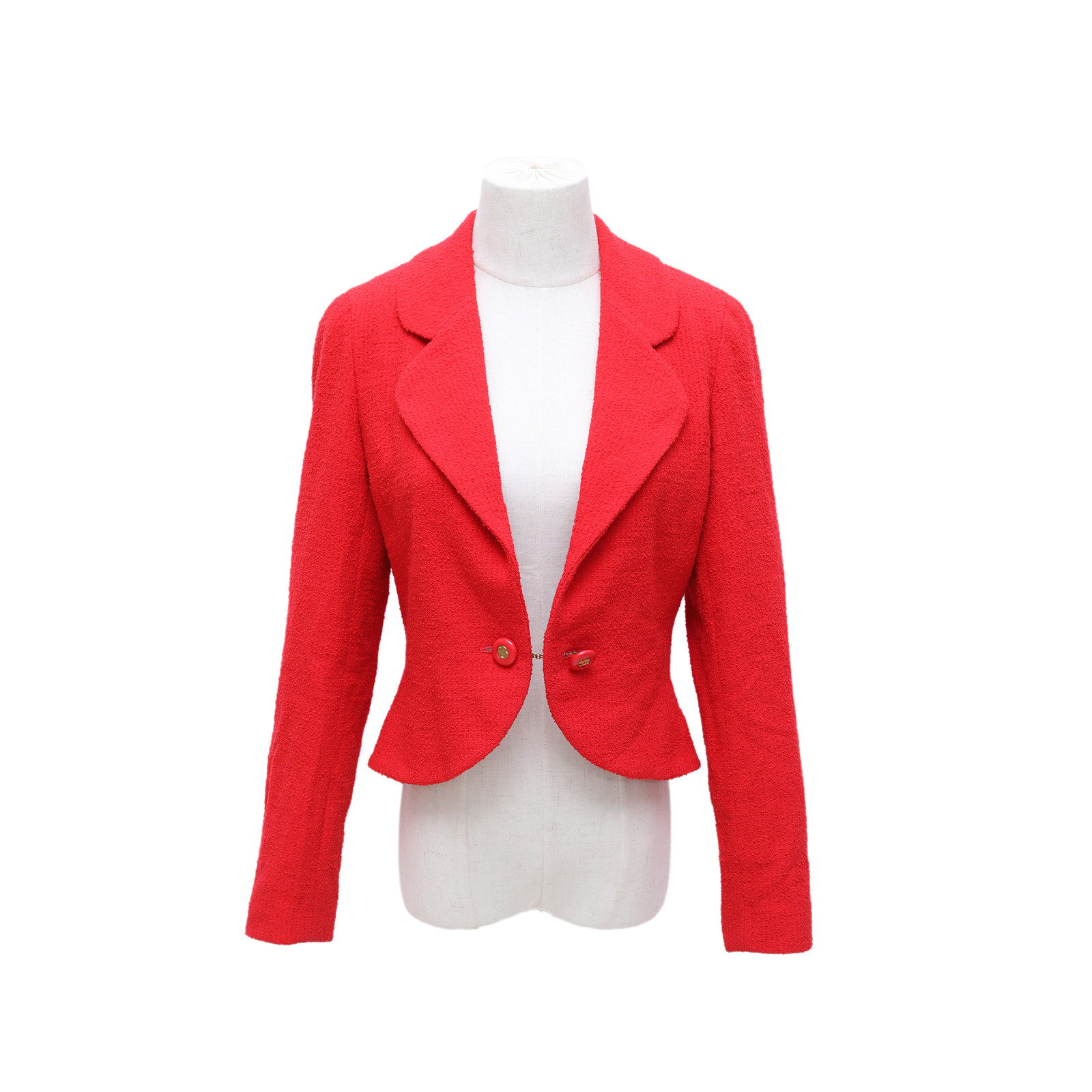 CHANEL Red Wool & Nylon Vintage Tailored Blazer