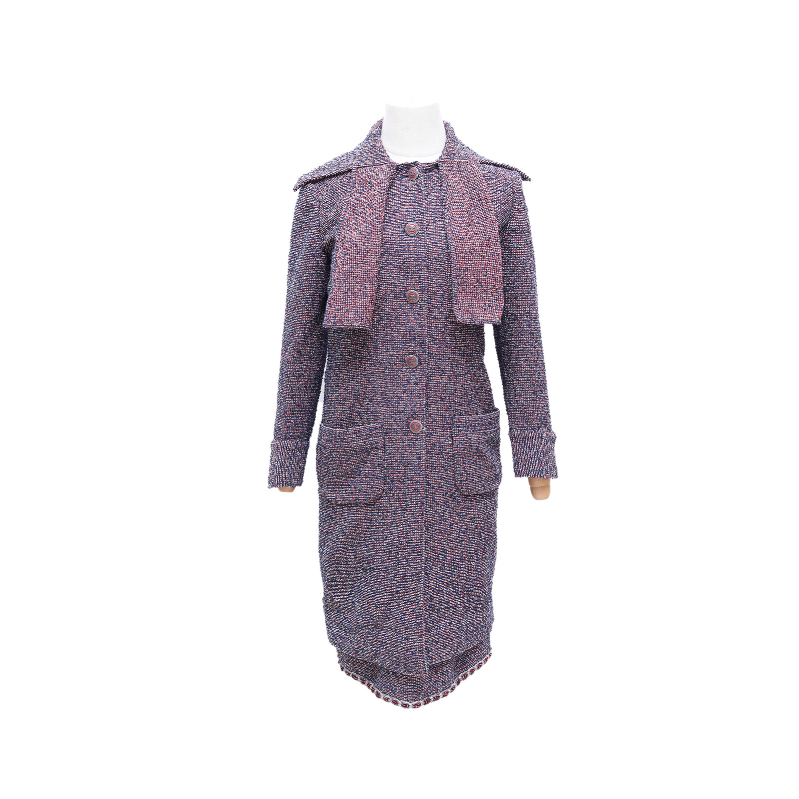 CHANEL Multicolor Cotton & Nylon Vintage Tweed Skirt Suit