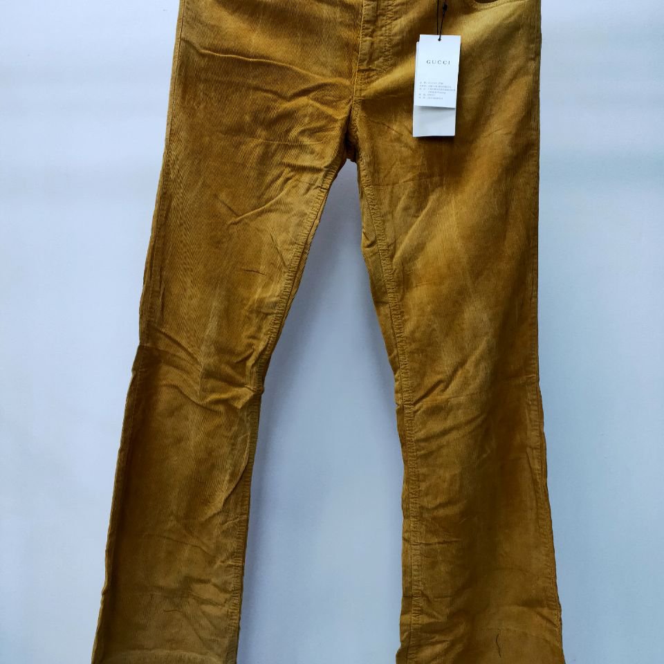 GUCCI Men's Corduroy Yellow Trousers