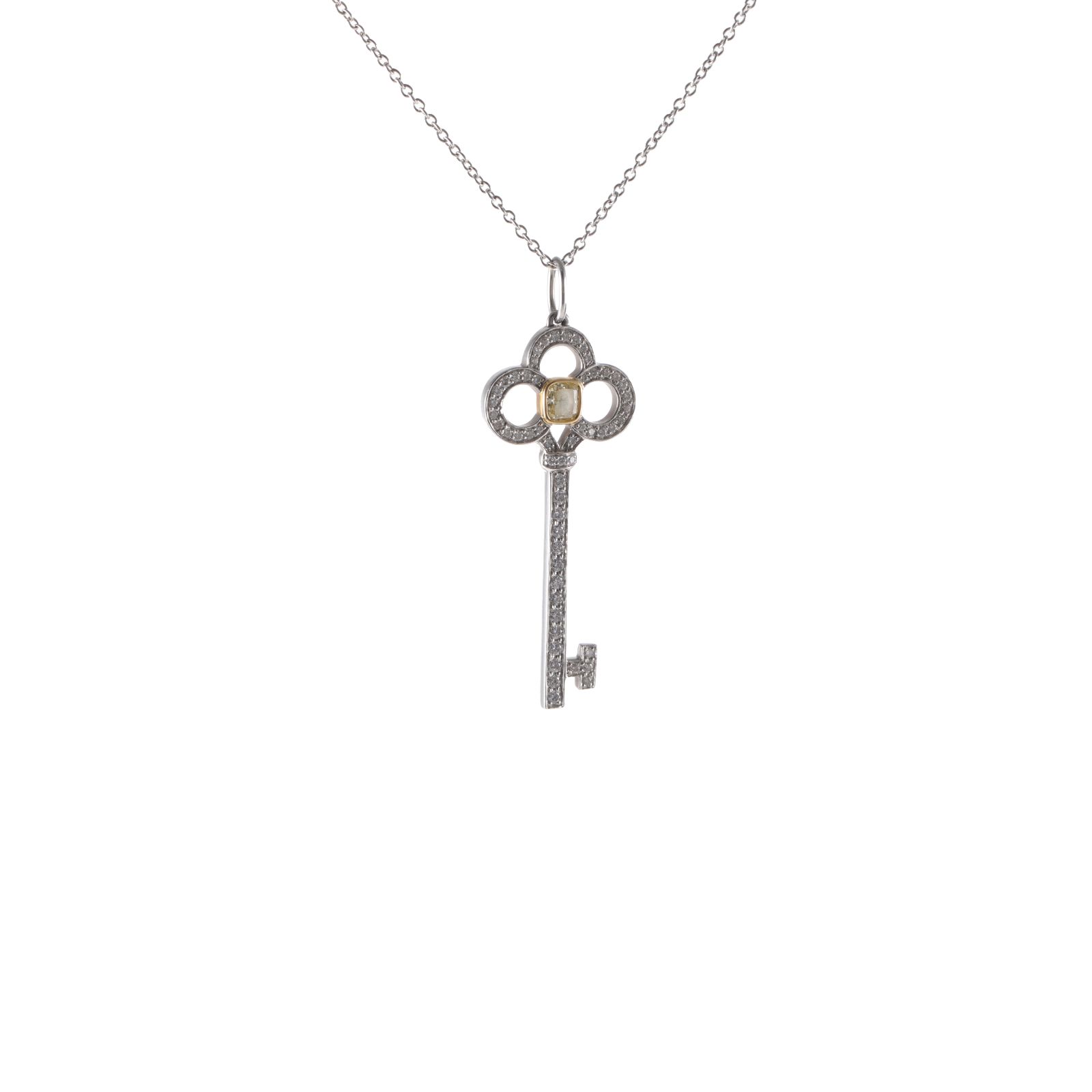 TIFFANY & CO. Platinum Key Diamond Necklace