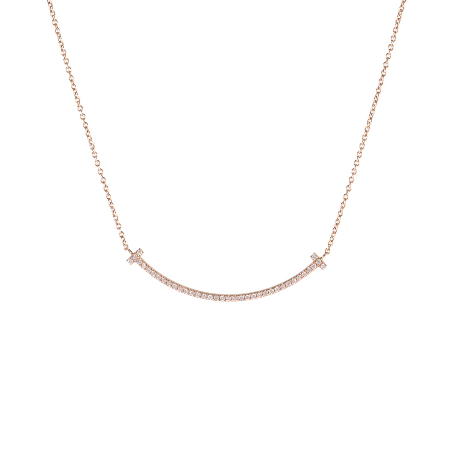 TIFFANY & CO. T Smile Pink Gold Diamond Necklace