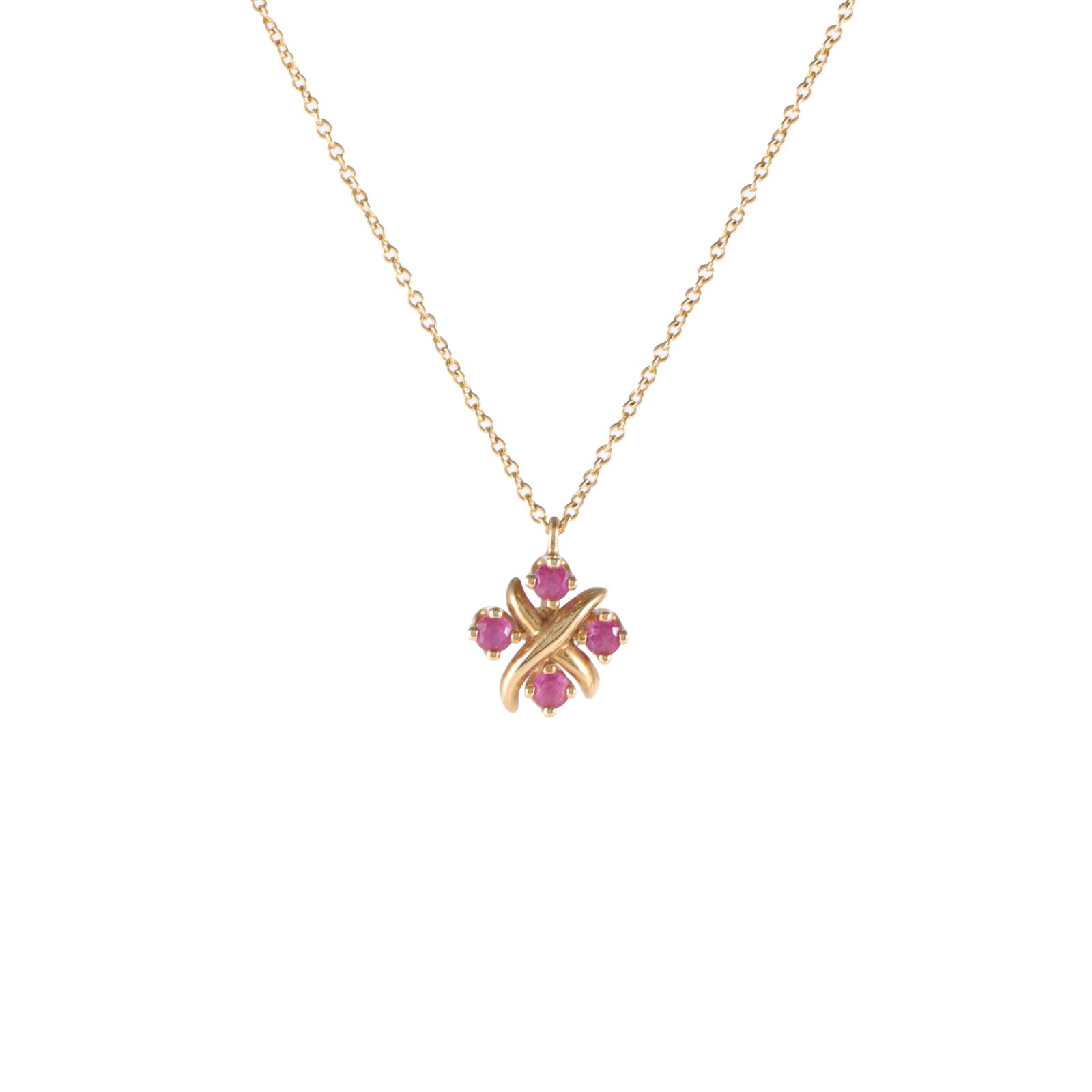 TIFFANY & CO. Schlumberger Yellow Gold Ruby & Diamond Necklace