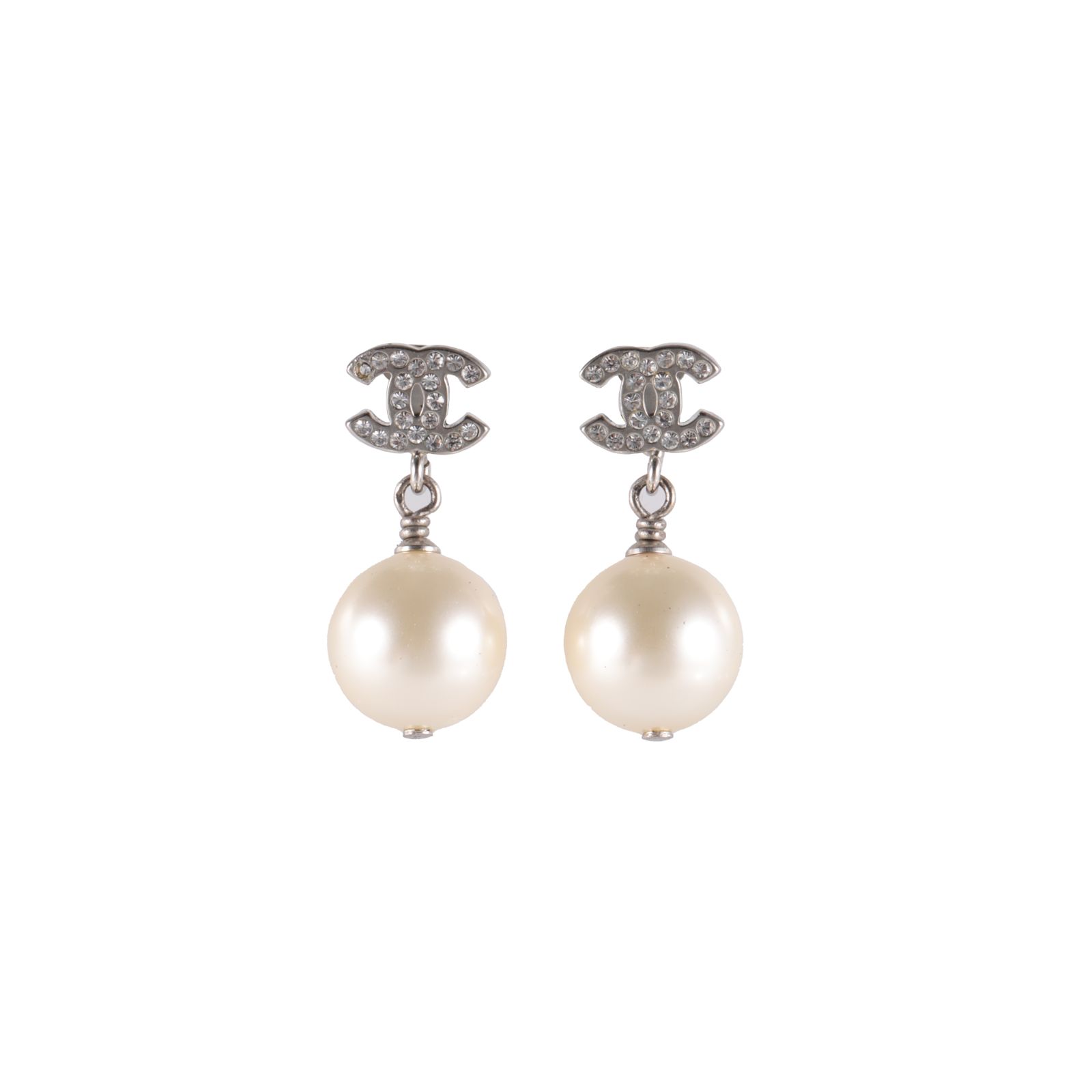 CHANEL Vintage Alloy & Pearl Earrings