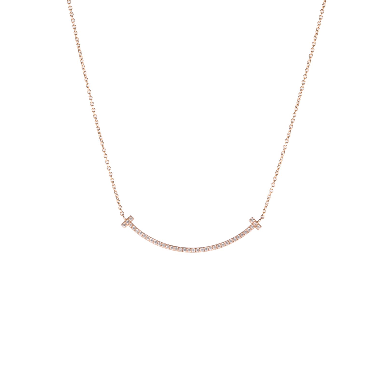 TIFFANY & CO. T Smile Rose Gold Diamond Necklace