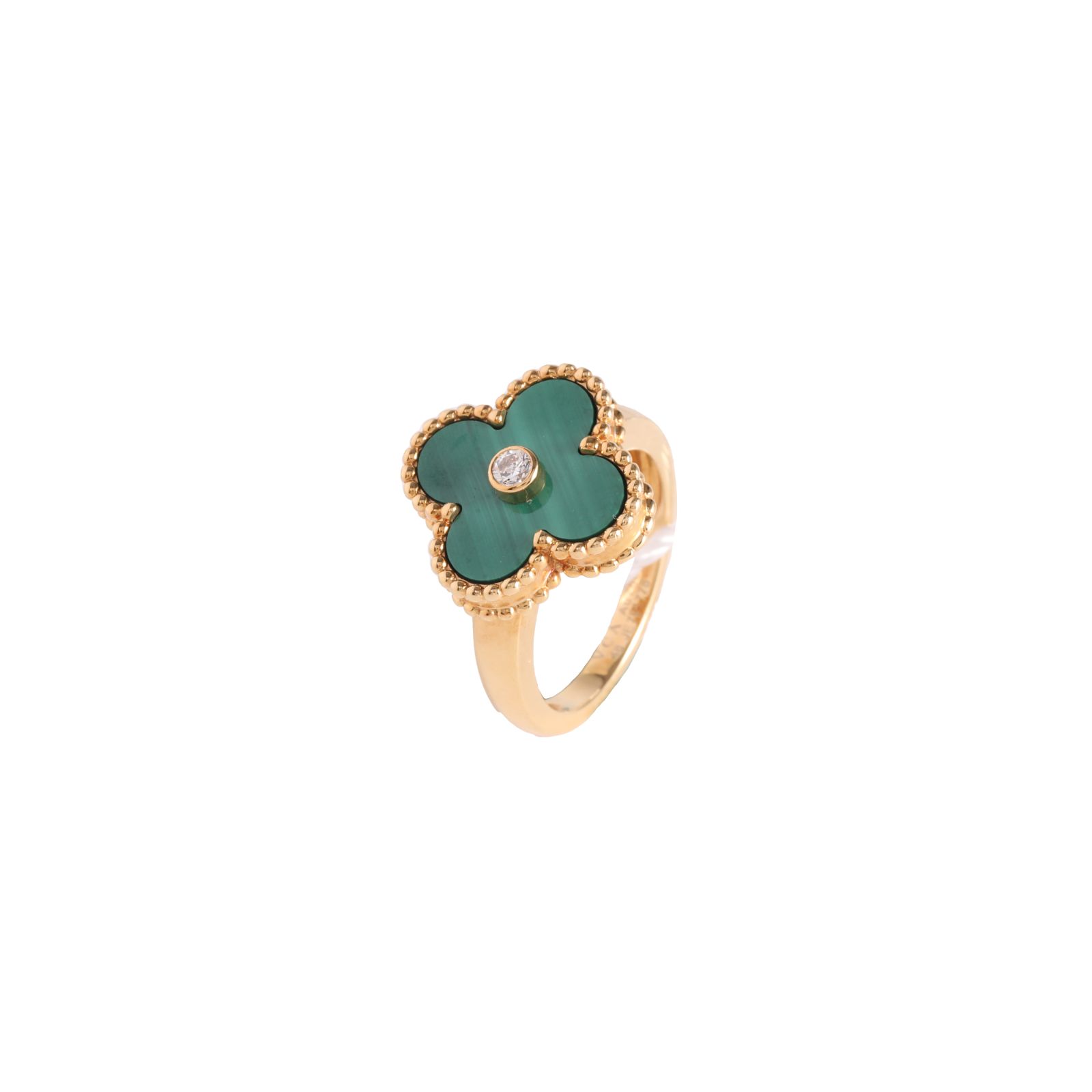VAN CLEEF & ARPELS Vintage Alhambra Malachite & Diamond Ring